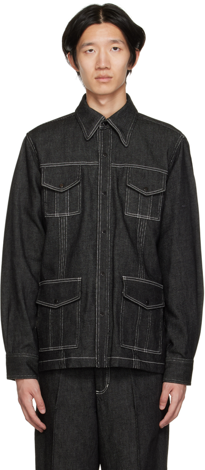 Sasquatchfabrix Contrast-stitch Denim Jacket In Schwarz