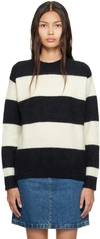 Apc Striped Alpaca Blend Knit Sweater In Black