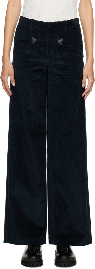 Apc Wide-leg Cotton Trousers In Iaj Marine