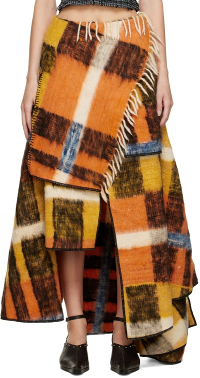 Luna Del Pinal Multicolor Blanket Skirt In Yam