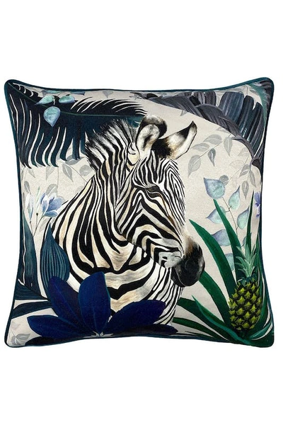 Paoletti Kala Zebra Throw Pillow Cover In Blue