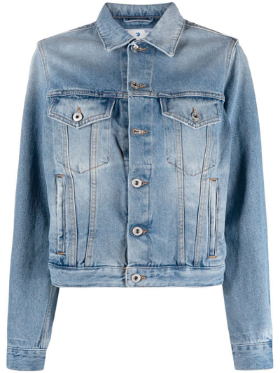 Off-white Corporate Logo-patch Denim Jacket In Blue White