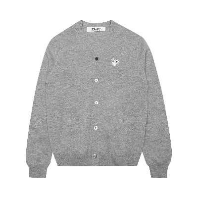Pre-owned Comme Des Garçons Play Woven V-neck Cardigan 'grey'