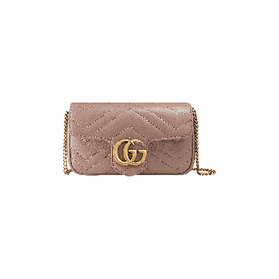 Pre-owned Gucci Gg Marmont Matelassé Leather Super Mini Bag 'beige' In Tan