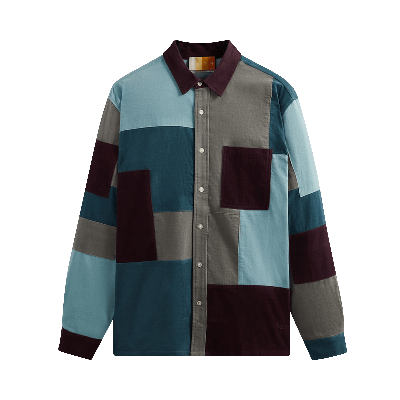 Pre-owned Kith Patchwork Cord Ludlow Shirt 'largo' In Blue