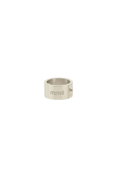 Mm6 Maison Margiela Ring With Engraved Logo In Silver
