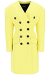 Dolce & Gabbana Woolen Coat With Contrasting Buttons In Yellow