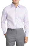 Duchamp Tailored Fit Herringbone Dress Shirt In Lilac