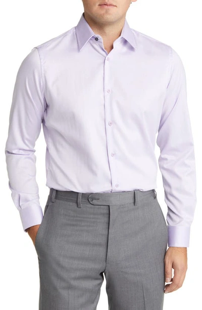 Duchamp Tailored Fit Herringbone Dress Shirt In Lilac