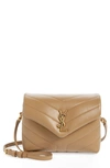 Saint Laurent Loulou Toy Ysl Matelasse Calfskin Envelope Crossbody Bag In Natural Tan