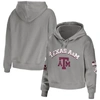 WEAR BY ERIN ANDREWS WEAR BY ERIN ANDREWS grey TEXAS A&M AGGIES MIXED MEDIA CROPPED PULLOVER HOODIE