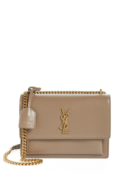 Saint Laurent Medium Sunset Leather Shoulder Bag In 2346 Taupe