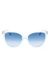 Ferragamo 57mm Gradient Cat Eye Sunglasses In Blue Transparent