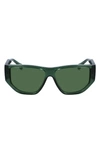 Ferragamo 56mm Rectangular Sunglasses In Transparent Green