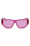 Ferragamo 56mm Rectangular Sunglasses In Transparent Pink