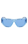 Ferragamo 56mm Rectangular Sunglasses In Transparent Azure