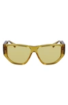 Ferragamo 56mm Rectangular Sunglasses In Transparent Yellow