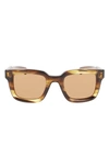 Ferragamo 48mm Small Rectangular Sunglasses In Striped Khaki