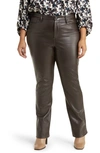 Nydj Sculpt-her Marilyn Faux Leather Straight Leg Pants In Cordovan