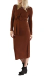 Angel Maternity Knit Midi Maternity/nursing Dress In Walnut