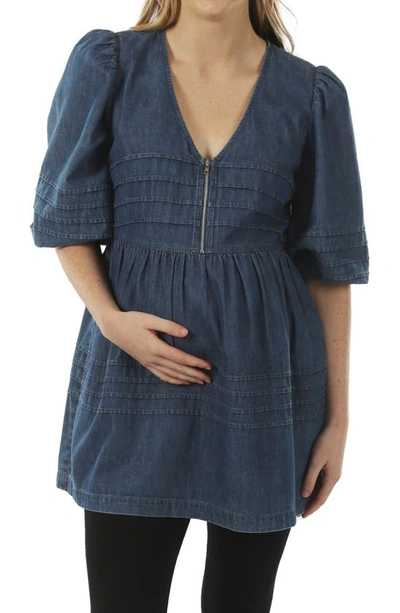 Angel Maternity Maternity Denim Tunic Top In Denim Blue