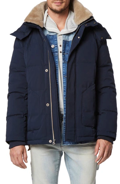 Andrew Marc Gorman Genuine Shearling Lined Down Jacket In Ink