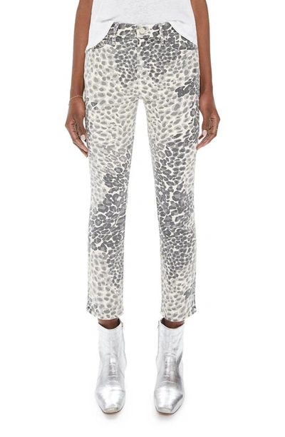 Mother The Dazzler High Rise Ankle Slim Jeans In Shadow Leopard