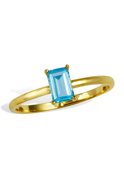Savvy Cie Jewels 18k Gold Vemeil Birthstone Ring In Blue