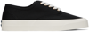 MAISON KITSUNÉ BLACK CANVAS LACED SNEAKERS