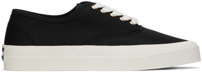 Maison Kitsuné Black Canvas Laced Sneakers In P199 Black