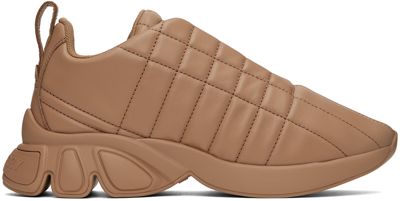 Burberry Quilted Leather Classic Sneakers In Dark Biscuit