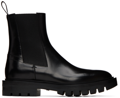 Santoni Lug-sole Leather Chelsea Boots In Black-n01