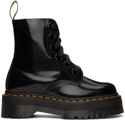 Dr. Martens' Molly Combat Boots In Black Leather