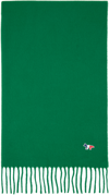 Maison Kitsuné Green Fox Patch Scarf In P370 Deep Green