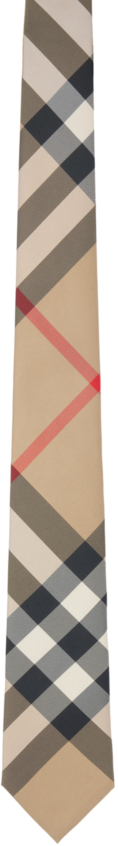 Burberry Classic Cut Check Silk Tie In Camel