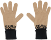 Burberry Tan Intarsia Gloves In Archive Beige Blck