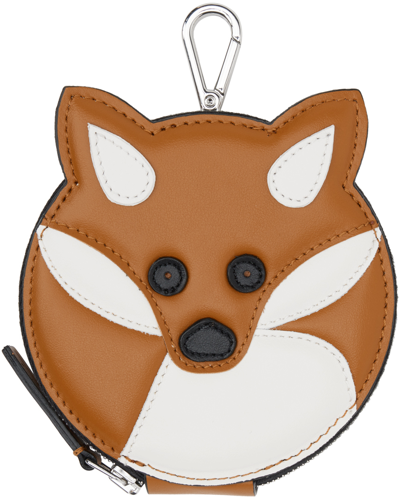 Maison Kitsuné Orange Fox Head Coin Purse In Brown