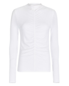 Veronica Beard Theresa Knit Ruched Turtleneck In White