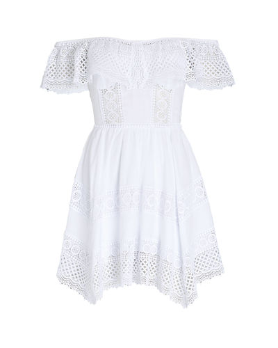 Charo Ruiz Off-the-shoulder Guipure-lace Voile Mini Dress In White