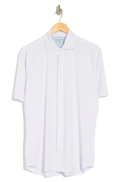 Alton Lane Clay Performance Stripe Short Sleeve Trim Fit Golf Shirt In Lavender Feeder Stripe