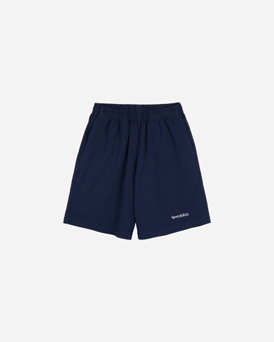 Sporty And Rich Serif Cotton Gym Shorts In Blue