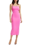 Good American Spaghetti Scuba Midi-dress In Sorority Pink003
