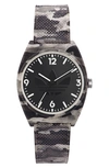 ADIDAS ORIGINALS PROJECT TWO CAMO PRINT RESIN STRAP WATCH, 38MM