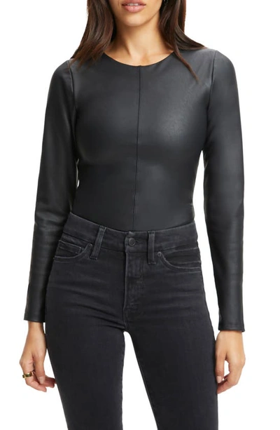 Good American Better Than Leather Faux Leather Bodysuit In Black001