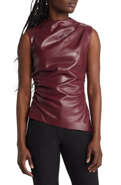 HOUSE OF CB ALLEGRA ASYMMETRIC FAUX LEATHER GATHERED TOP 