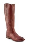Frye Melissa Button Leather Tall Riding Boots In Mahogany Leather