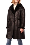 Bernardo Classic Long Shearling Coat In Black