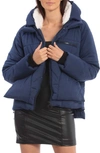Avec Les Filles Women's Water-resistant Knit Utility Puffer Coat In Navy