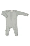 Paigelauren Ribbed Cotton & Modal Footie In Grey