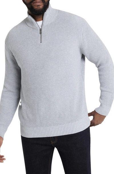 Johnny Bigg Bentley Half Zip Cotton Sweater In Silver